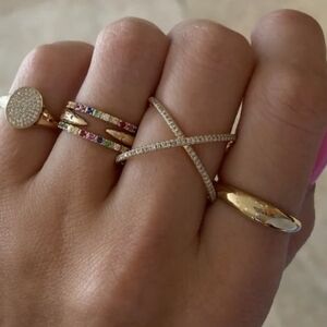 EF Collection Dome Ring Marked 14k 585 Unisex Size 7 New